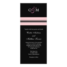 Monogram Pink and Black Wedding Invitation