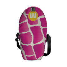 Monogram Pink and Yellow Giraffe Pattern Courier Bag