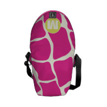 Monogram Pink and Yellow Giraffe Pattern Commuter Bags