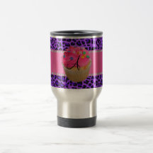Monogram pink cupcake purple leopard coffee mug