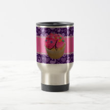 Monogram pink cupcake purple paisley coffee mug