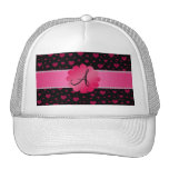MOnogram pink hearts pink flower Trucker Hats