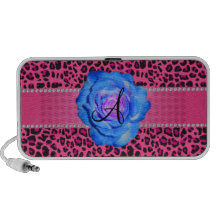 Monogram pink leopard blue rose iPod speaker