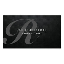 Monogram Professional Elegant Modern Black Metal Business Card