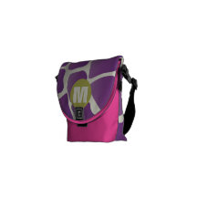 Monogram Purple and Lime Giraffe Pattern Courier Bag