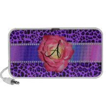 Monogram purple leopard pink rose travel speaker