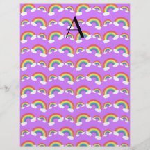 Monogram purple rainbows pattern custom flyer