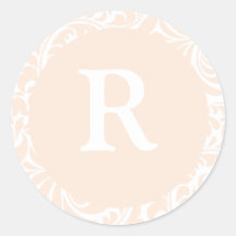 Monogram R Ivory Colour Stickers For Wedding Monog