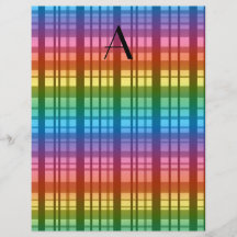 Monogram rainbow plaid flyer design
