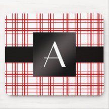 Monogram red and white plaid mouse pads