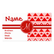 Monogram Red Aztec Andes Tribal Mountains Triangle Business Card Template