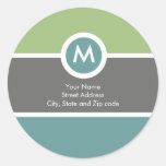 Monogram Return Address Label - Green, Grey & Blue Stickers
