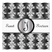 Monogram Royal Seal Filigree Sweet Sixteen -Cust, Invitations