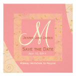 Monogram Save the Date Announcement Pink Brown