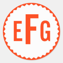 Monogram Seal Zigzag Border, Tomato Red Stickers