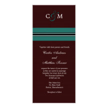 Monogram Teal and Brown Wedding Invitation
