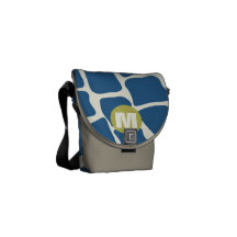 Monogram Teal and Lime Giraffe Pattern Messenger Bag