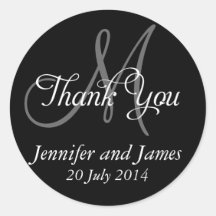 Monogram Thank You Wedding Favour Stickers