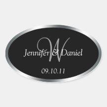 Monogram W Wine Labels To Customise Oval Stickers