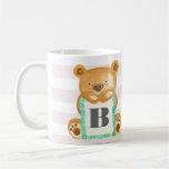 Monogram Watercolor Teddy Bear Personalized Mug mugs