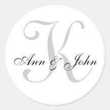 Monogram Wedding Initial Bride Groom Names Sticker
