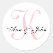 Monogram Wedding Initial Bride Groom Names Sticker