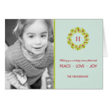 Monogram Wreath Christmas/ Holiday Photo Cards