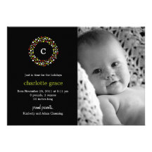 Monogram Wreath Winter Birth Announcement