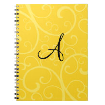 Monogram yellow swirls note book