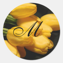 Monogram Yellow Tulip Wedding Sticker Seal