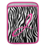 Monogram Zebra Animal Pattern Pink Sleeves For iPads