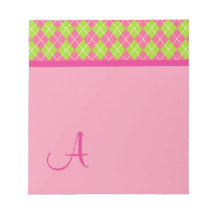Monogrammed Argyle Notepad