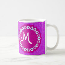 Monogrammed Coffee Mugs Pretty Pink and Purple