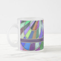 Monogrammed Colorful Abstract Stained Glass Flower Coffee Mug