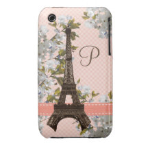 Monogrammed Eiffel Tower iPhone 3 Case-Mate Barely