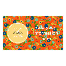 Monogrammed Flower Business Card
