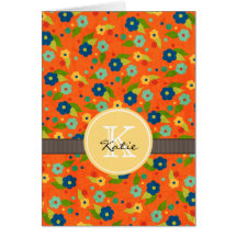 Monogrammed Flower Greeting Cards