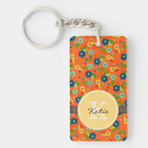 Monogrammed Flower Key Chains