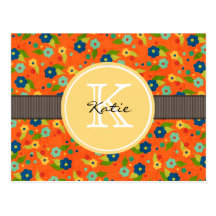 Monogrammed Flower Post Cards
