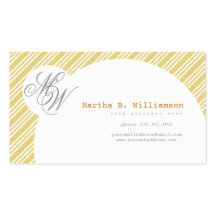 Monogrammed Gold Call Card with Circle & Stripes Business Card Templates