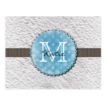 Monogrammed Handmade Paper Post Card