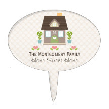 Monogrammed Home Sweet Home Cake Topper Pick