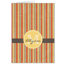 Monogrammed Red Stripe Cards