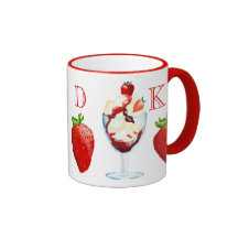 Monogrammed Strawberry Sundae Vanilla Chocolate Mugs
