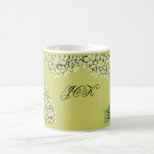 Monogrammed Taupe Hydrangea Mug