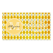 Monogrammed Yellow Argyle Business Card Templates