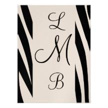 Monogrammed Zebra Invitations