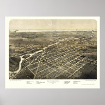 Monroe, MI Panoramic Map - 1866 Posters