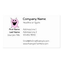 Monster Cartoon, Black and Pink. Business Card Template