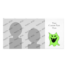 Monster Cartoon. Green and Black. Photo Card Template